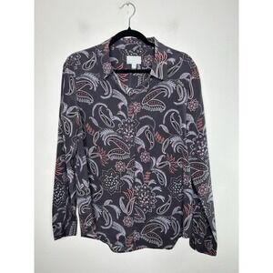 PURE Collection Top Womens 100% Silk Button Up Floral Paisley Size 8/10